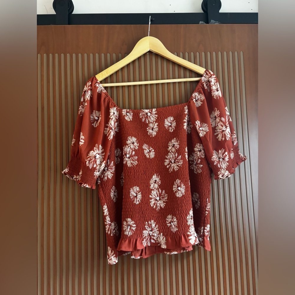 MADEWELL |  Georgette Lucie Puff-Sleeve Smocked Bodice Top in Moody Bloom - Picture 5 of 5
